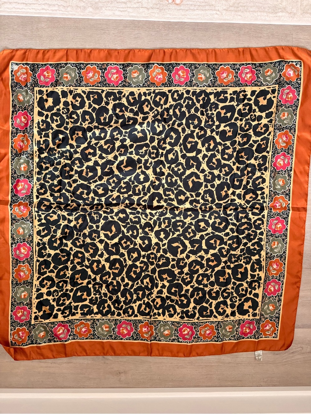 Elaine Gold Vintage Italian Scarf - Cheetah Print